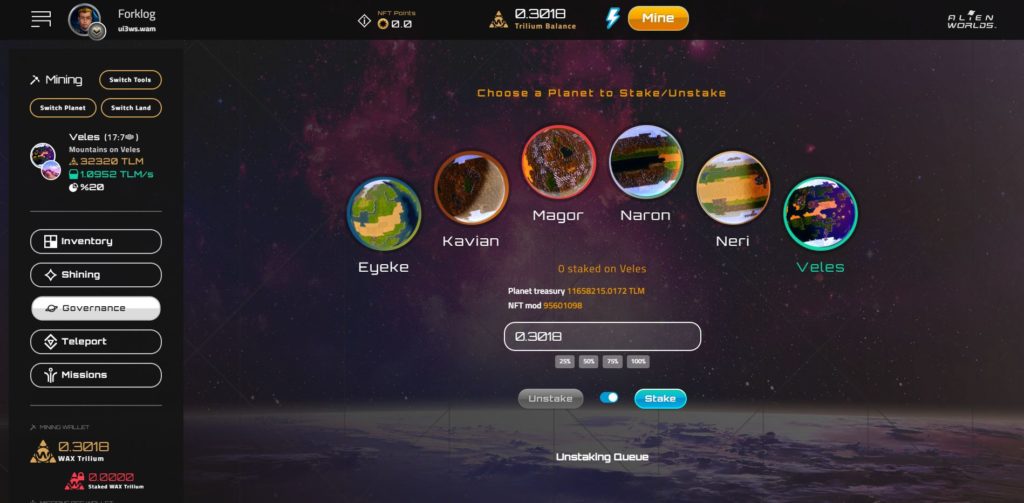 Alien Worlds: стейкинг в планетарном ДАО