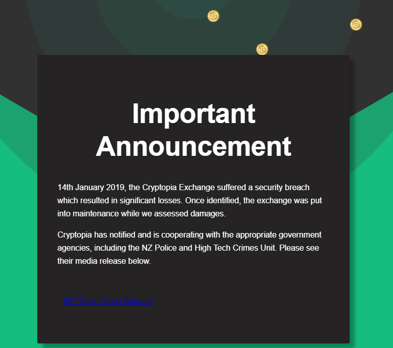 Полиция Новой Зеландии: биржа Cryptopia может возобновить работу когда угодно