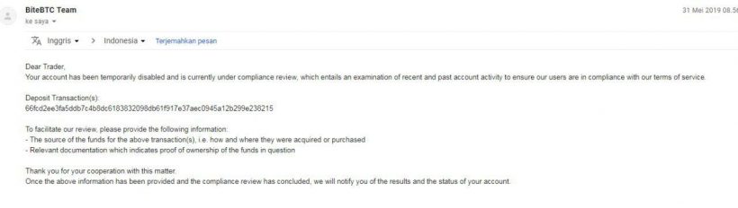 Пользователи обвинили биржу BiteBTC в краже средств. На CoinMarketCap уже появилось предостережение