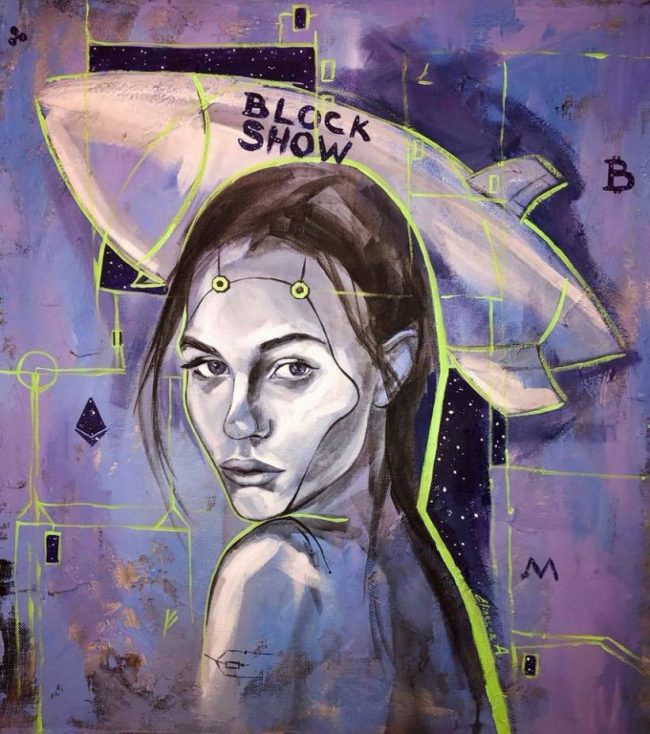 Проект Art of Blockchain подарил именную картину организаторам конференции BlockShow Europe