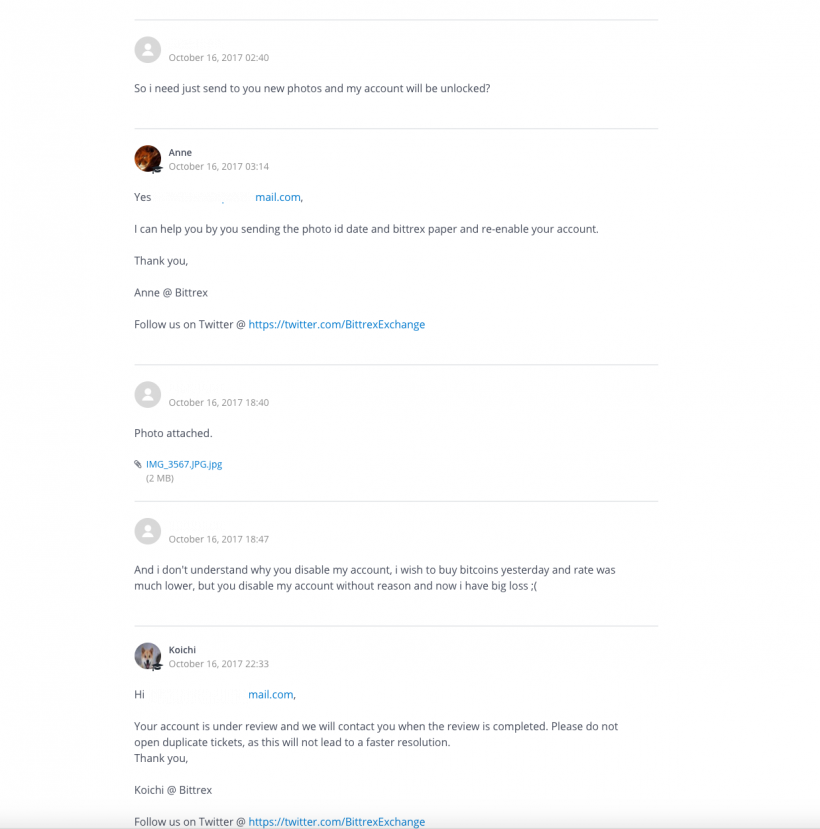 Криптовалютная биржа Bittrex заблокировала аккаунт долларового миллионера