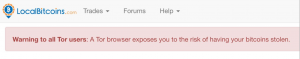 LocalBitcoins предупредила о рисках использования браузера Tor