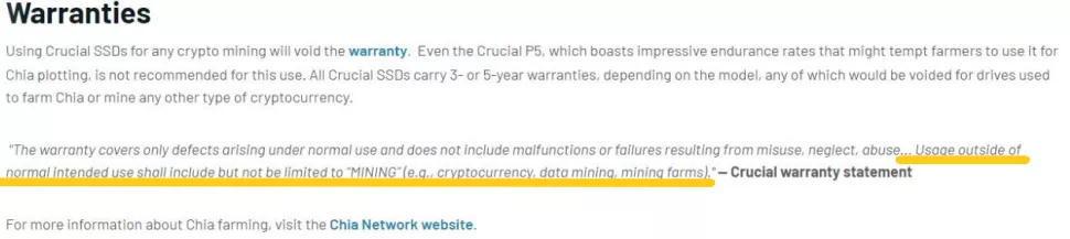 Crucial ограничил майнинг Chia на своих SSD, но затем передумал