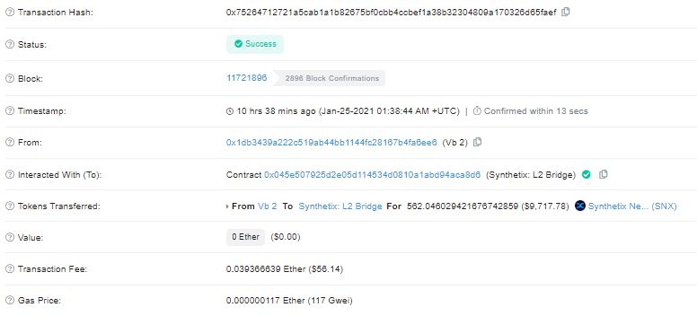 Виталик Бутерин отправил $10 000 в стейкинг токенов Synthetix