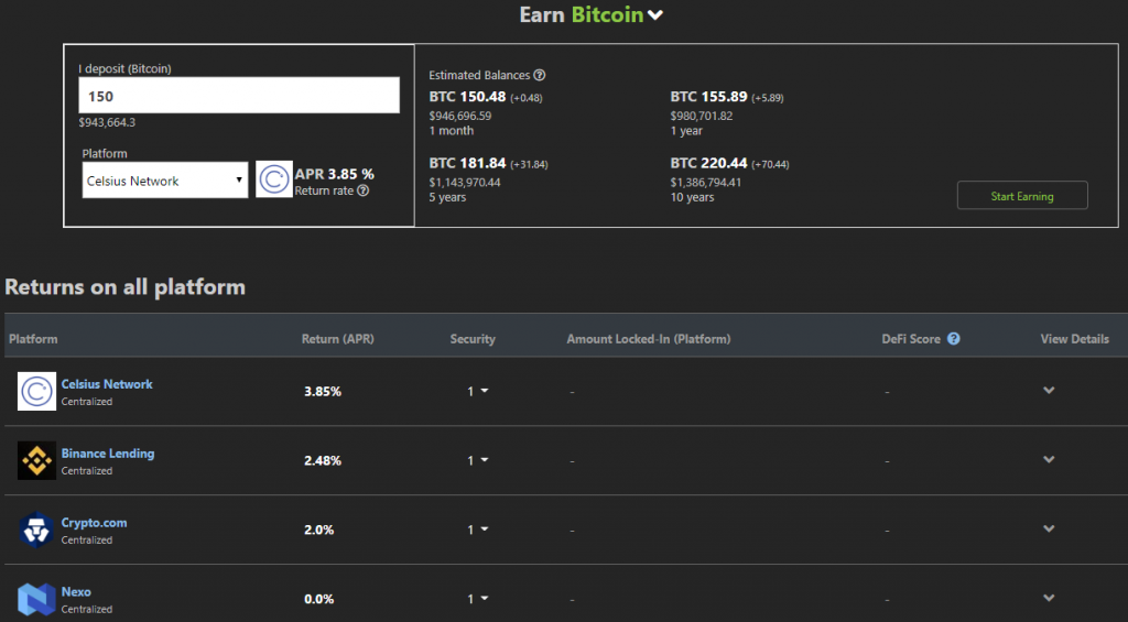 CoinGecko’s Earn section