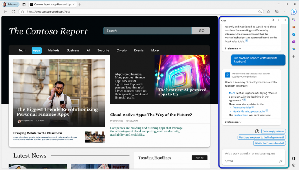 Microsoft 365 Copilot в браузере Microsoft Edge