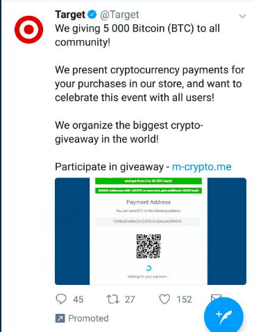 Взломанный Twitter-аккаунт Google G Suite продвигал мошеннические раздачи биткоинов