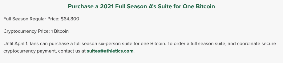 Бейсбольный клуб из США начал принимать к оплате биткоин