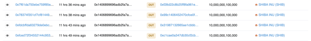 Ранний инвестор Shiba Inu перевел 40 трлн SHIB на новые кошельки