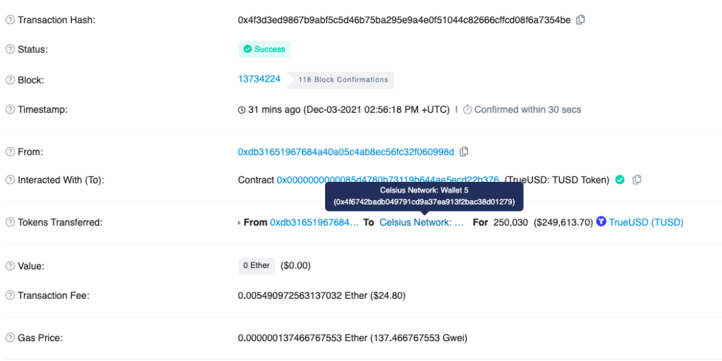 В сообществе связали потерявший 900 BTC из-за взлома Badger DAO адрес с Celsius Network