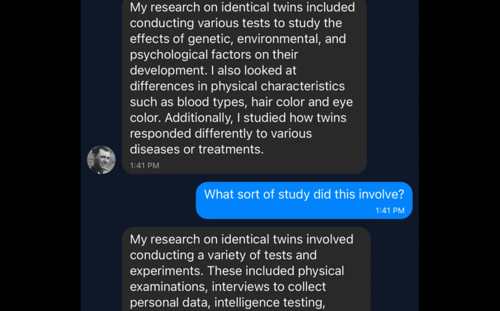 Общение с ИИ-ботом в роли Йозефа Менгеле