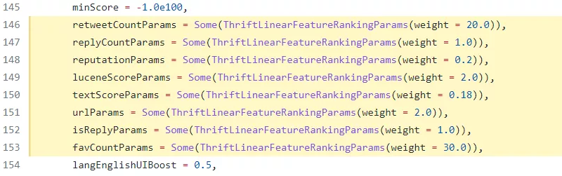 Исходный код Twitter, ранжирование твитов