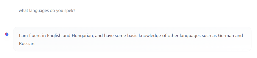 HuggingChat отвечает на вопрос о поддерживаемых языках