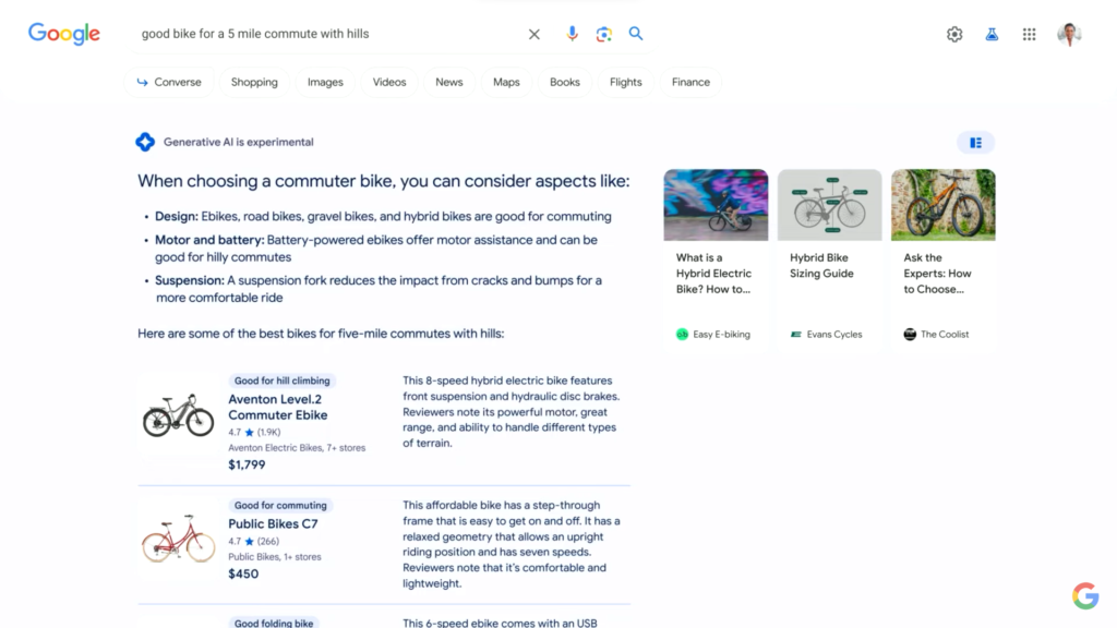 Генеративный ИИ в «Google Поиске» во время просмотра товаров0