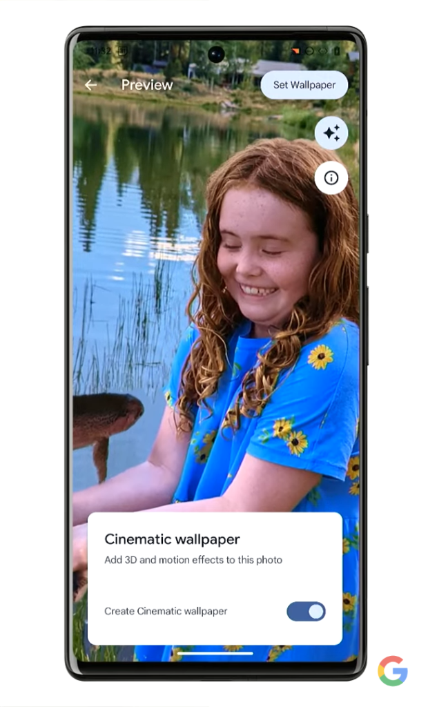 Функция Cinematic Wallpapers в Android 14