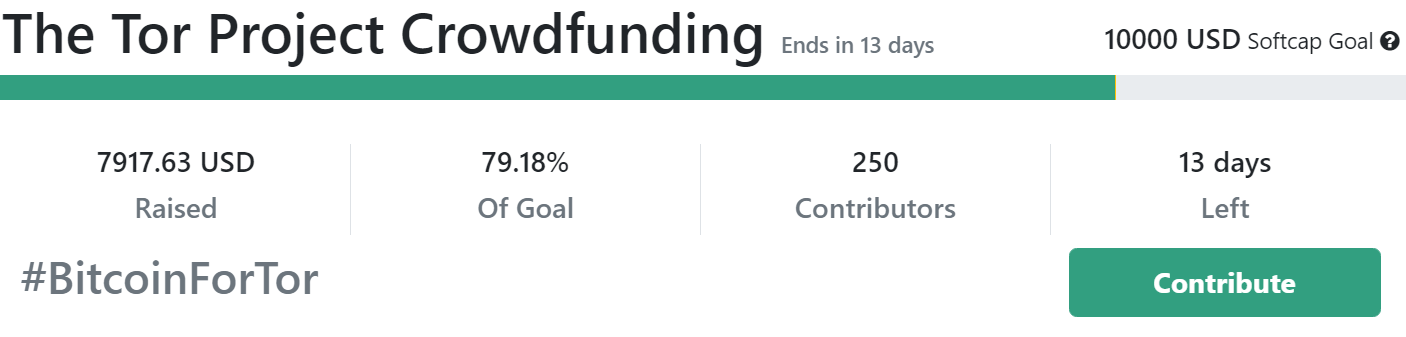 Браузер Tor запустил краудфандинговую кампанию при поддержке биткоин-процессинга BTCPay Server