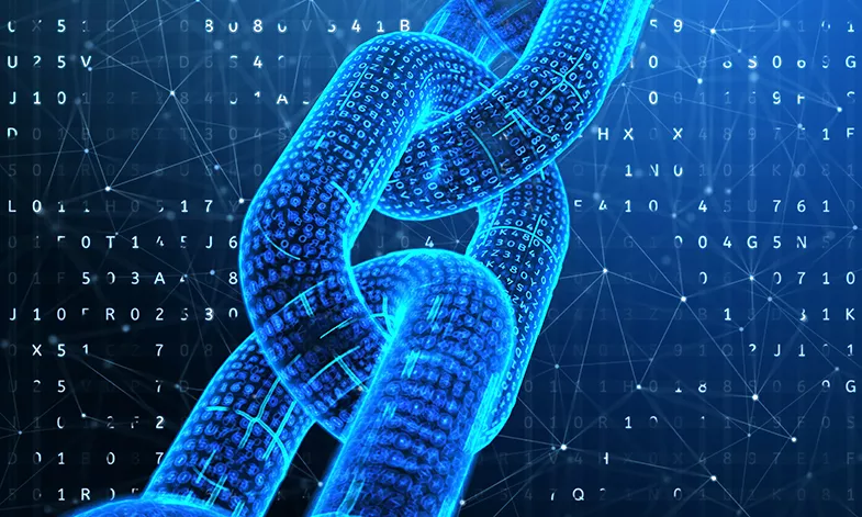 Digital chain. Blockchain technology concept.