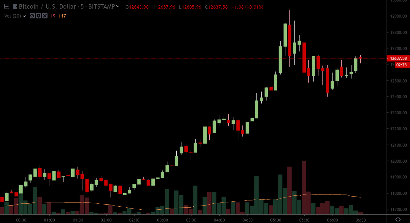 Неудержимый рост – цена биткоина приблизилась к $13 000, обновив 17-месячный максимум