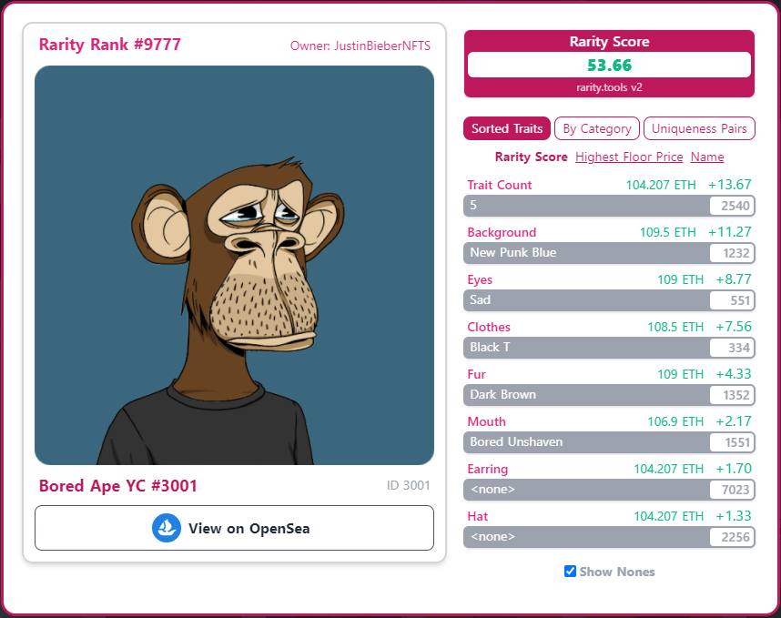 Предположительно связанный с Джастином Бибером аккаунт купил NFT BAYC за $1,3 млн