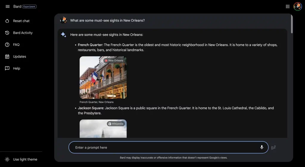 Поиск изображений в Google Bard