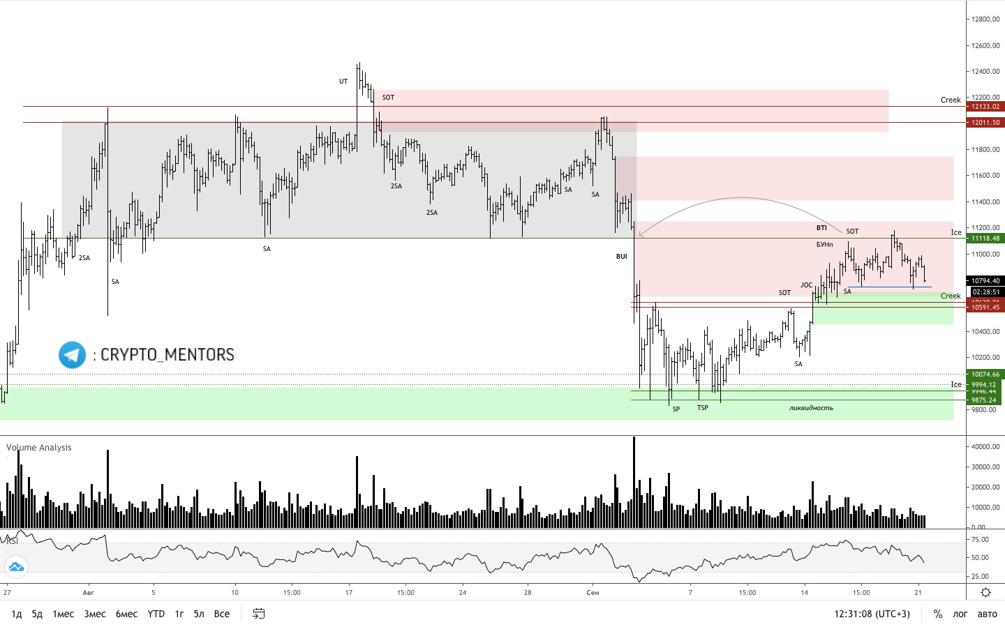 Трейдер рассказал об отметках, указывающих на медвежий тренд биткоина