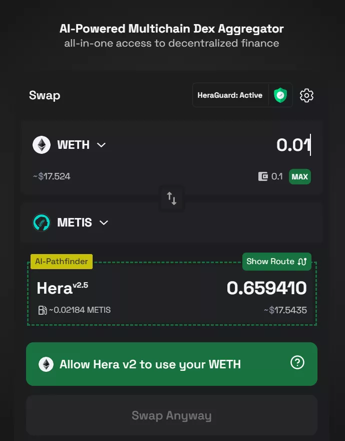 Hera Finance Metis Bridge