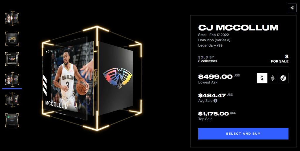 Пример контента NFT на NBA Top Shot