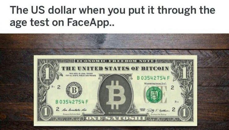 FaceApp доллара и мешки с альткоинами внутри Джастина Сана