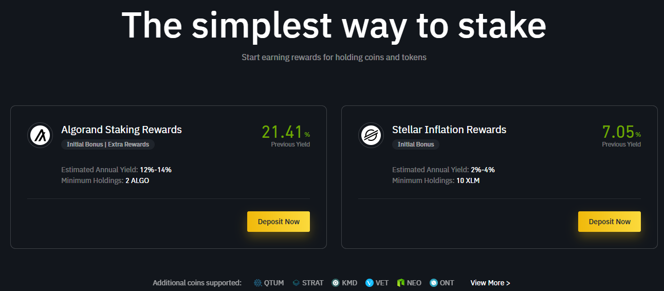 Binance запустила платформу для стейкинга криптоактивов