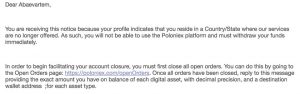 Россияне начали получать письма от Poloniex с просьбой прекратить работу с биржей