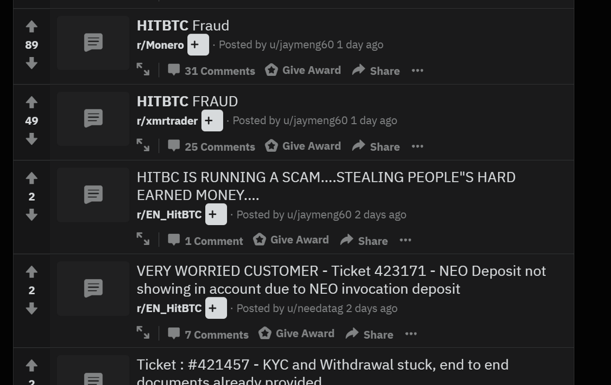 Пользователи биткоин-биржи HitBTC жалуются на трудности с выводом средств