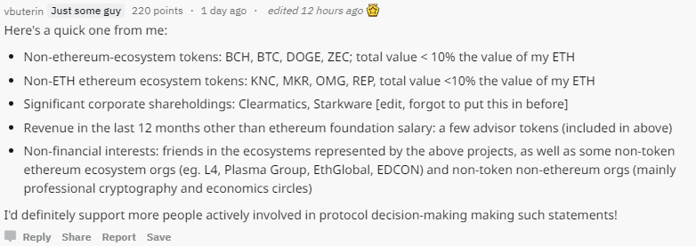 Виталик Бутерин хранит биткоин, Bitcoin Cash, Dogecoin и Zcash