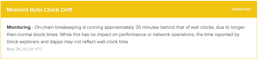 Разработчики сообщили о рассинхронизации внутренних часов Solana с реальным временем